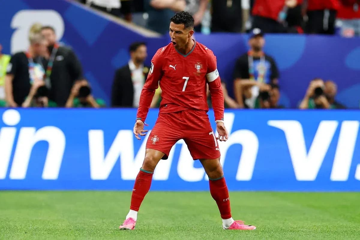 Cristiano Ronaldo celebrating on the pitch