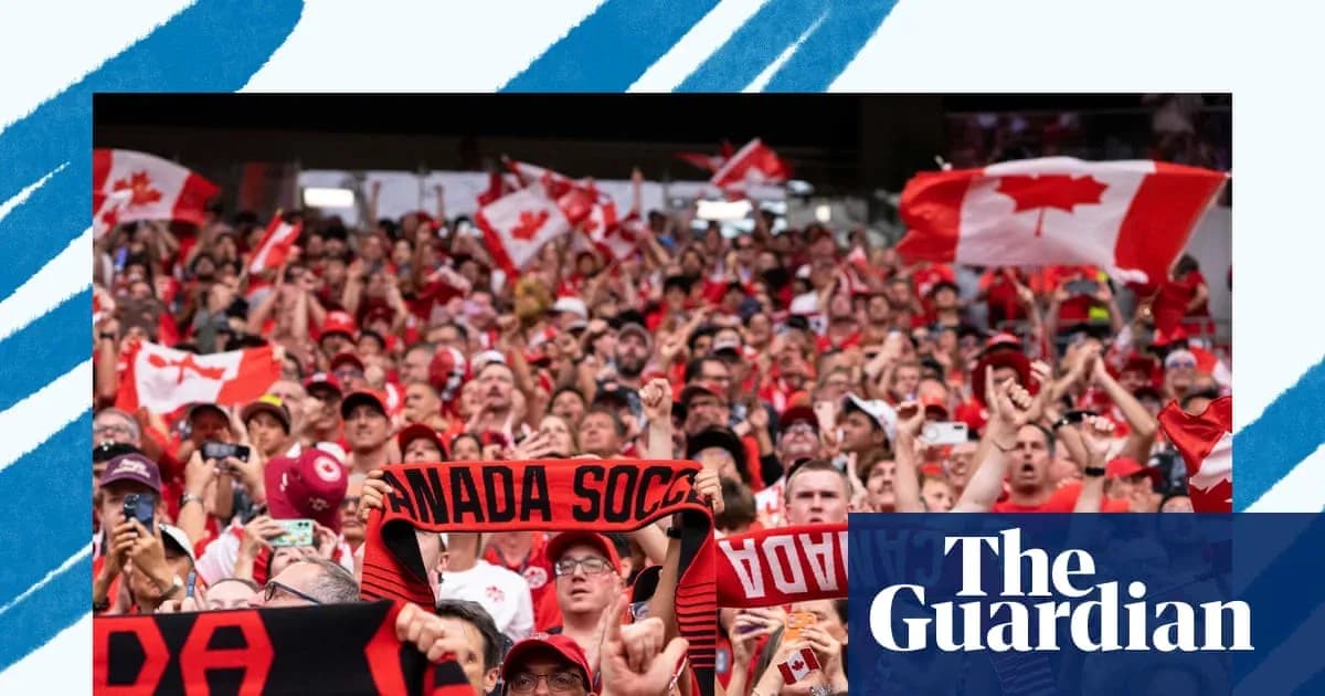 Aficionados con banderas animando a Canadá en el estadio