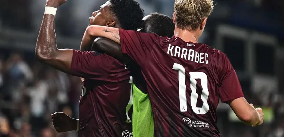 Celebración de jugadores de Sparta Praha