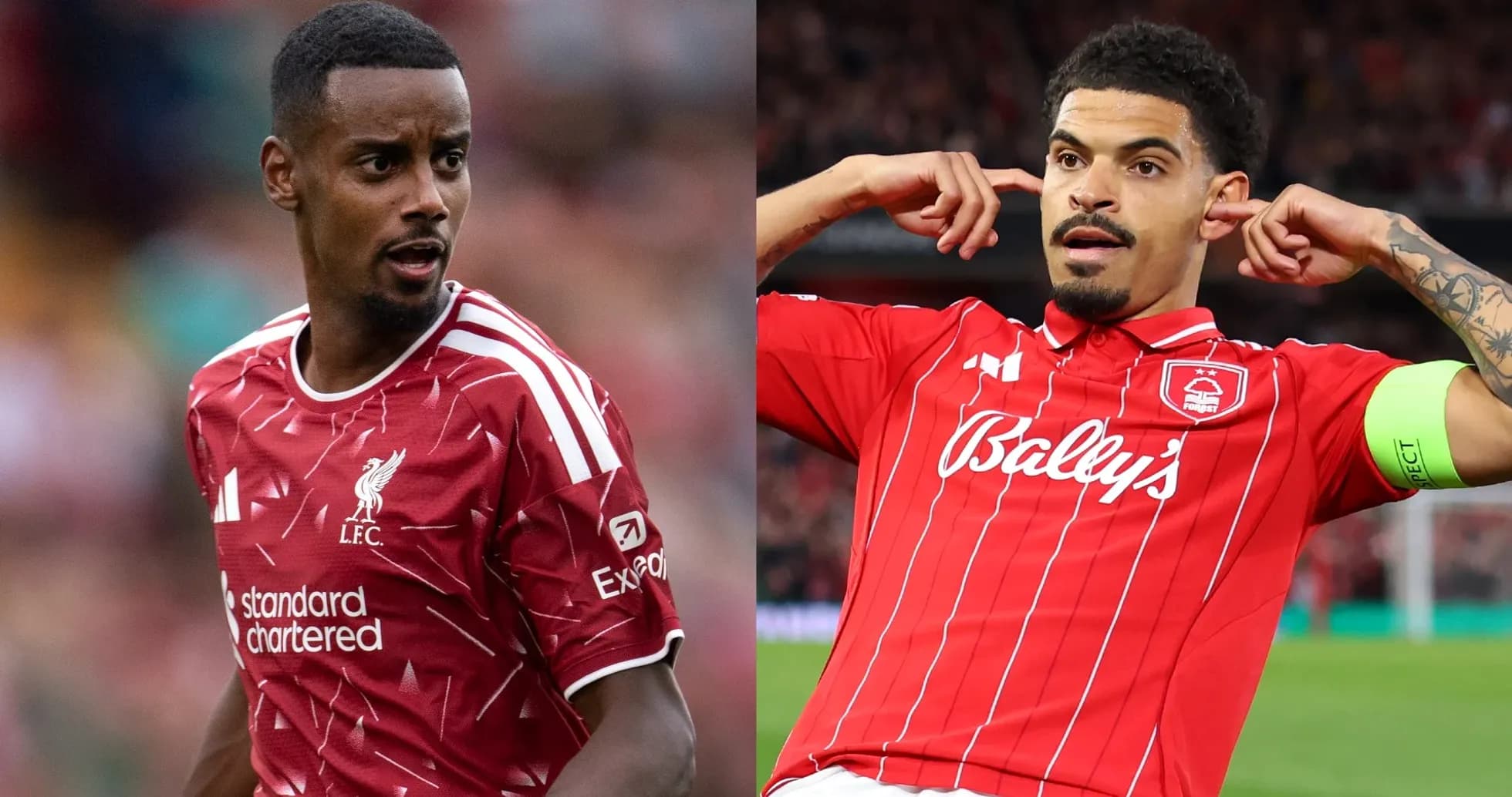 Jugadores de Liverpool y Nottingham Forest en acción