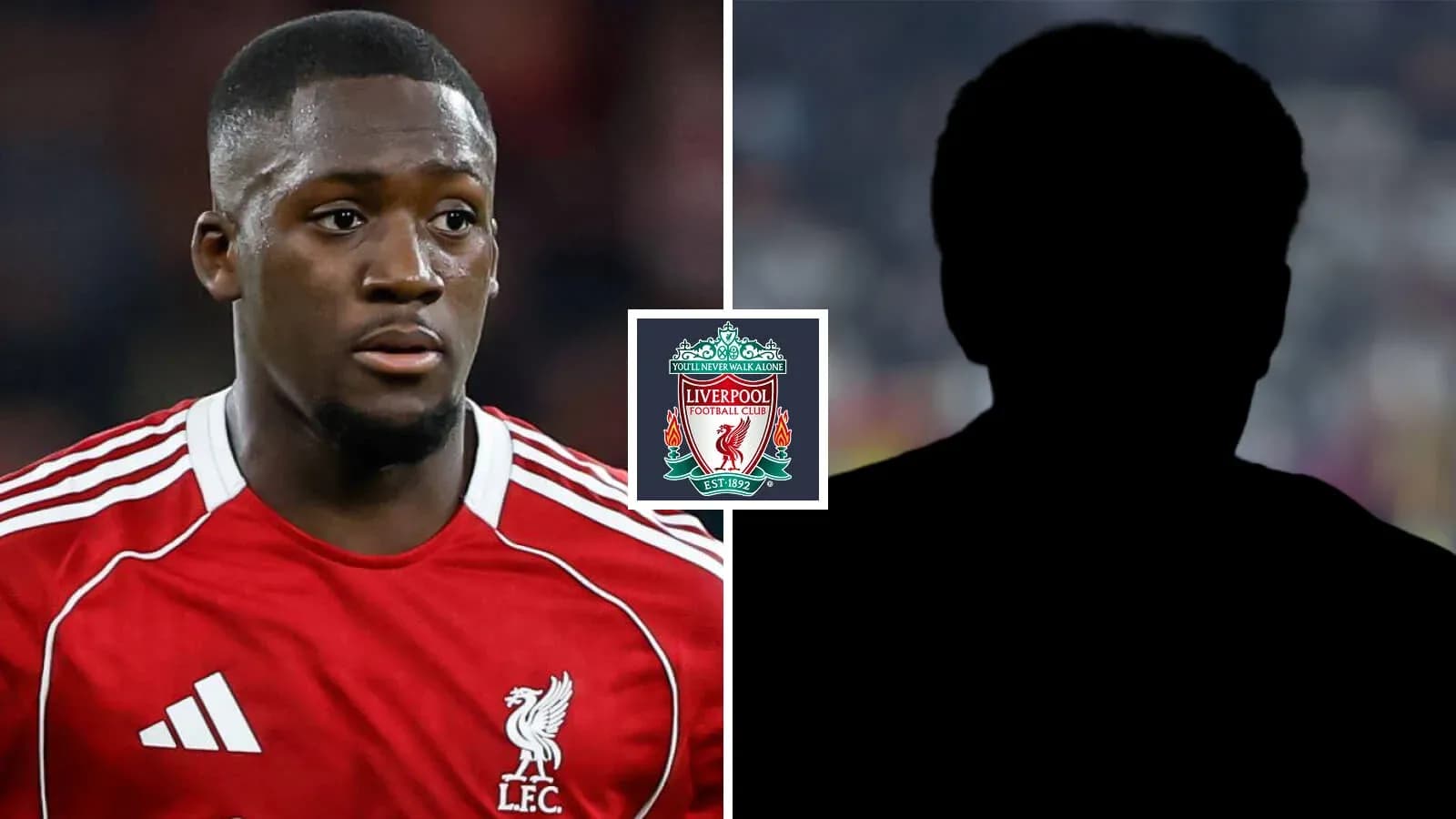 Jugador de Liverpool en uniforme rojo, fondo difuminado