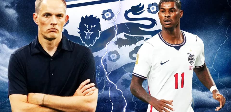 Entrenador y jugador de Inglaterra en fondo oscuro