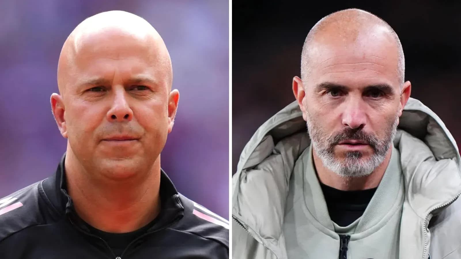 Dos entrenadores en primer plano durante un partido