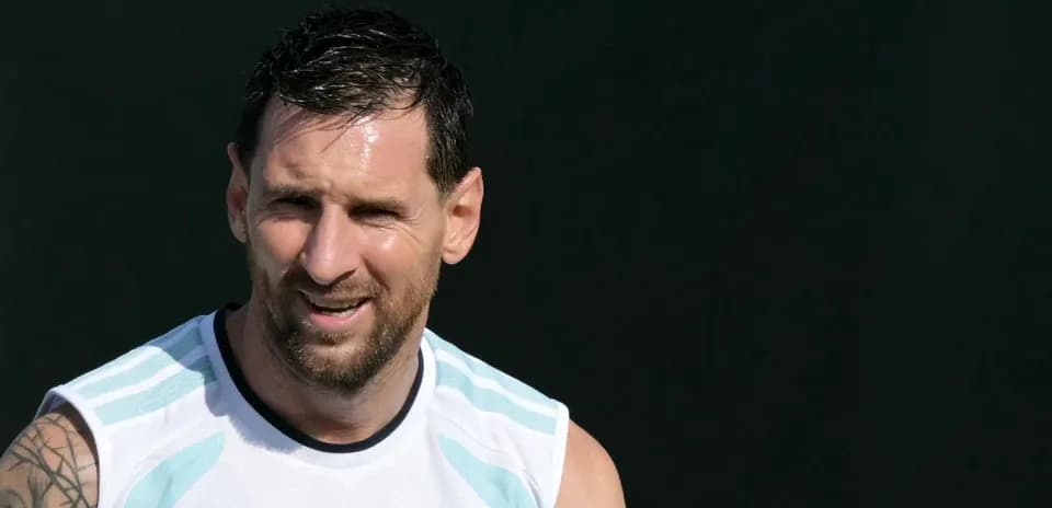 Lionel Messi entrenando con la selección argentina