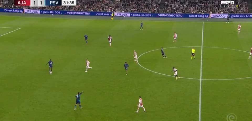 Partido entre Ajax y PSV en el campo