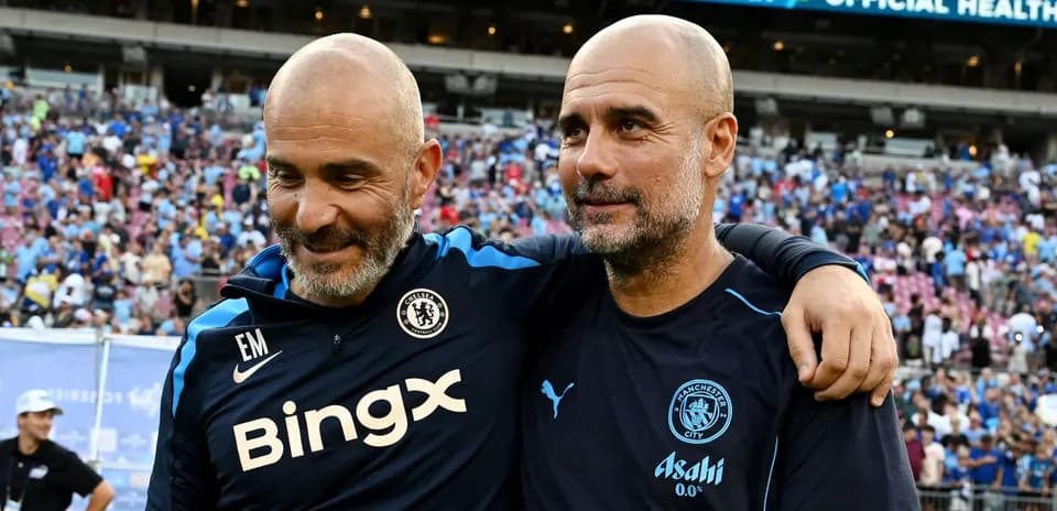 Entrenadores de Chelsea y Manchester City juntos tras el partido