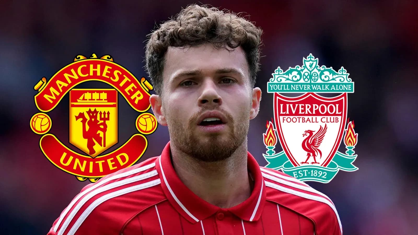 Jugador con camisetas de Manchester United y Liverpool