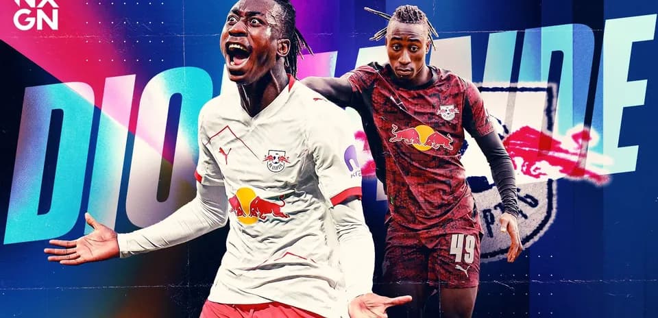 Diógenes de RB Leipzig celebrando y posando