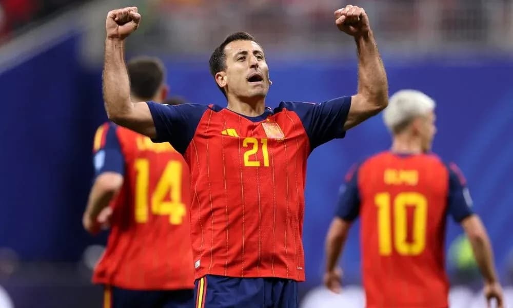 Jugador de España celebrando en el partido