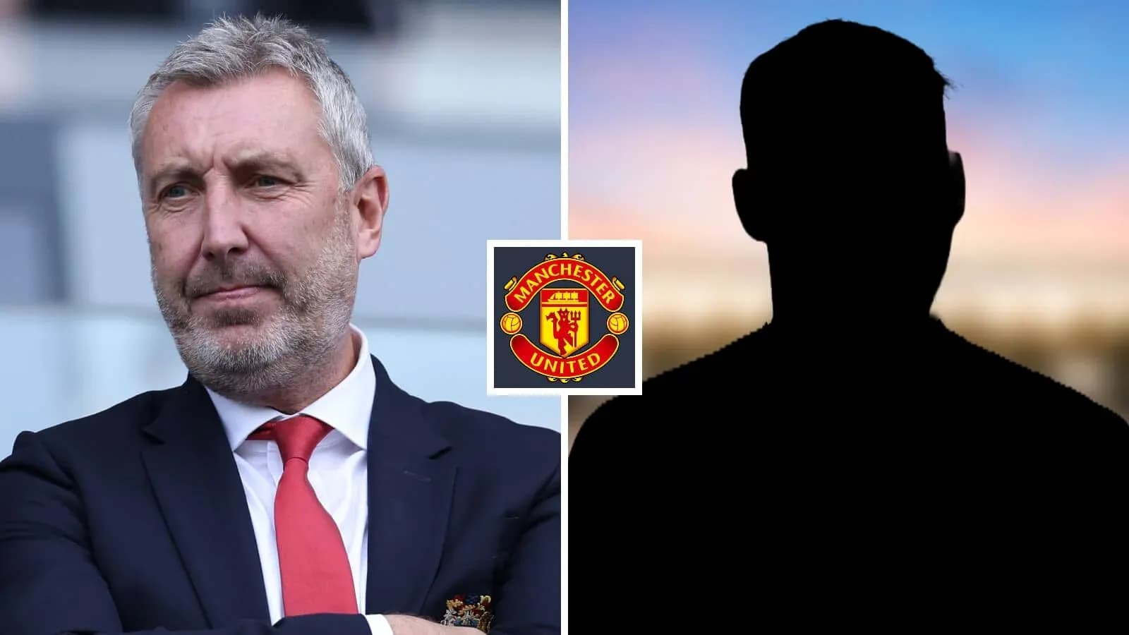 Entrenador de Manchester United y silueta de jugador