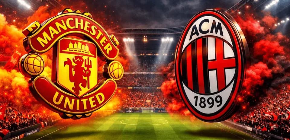 Logos de Manchester United y AC Milan en estadio