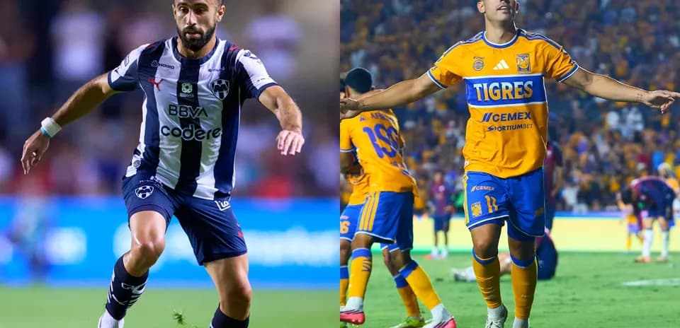 Jugadores de Monterrey y Tigres en acción