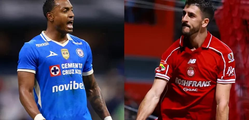 Jugadores de Cruz Azul y Toluca durante el partido