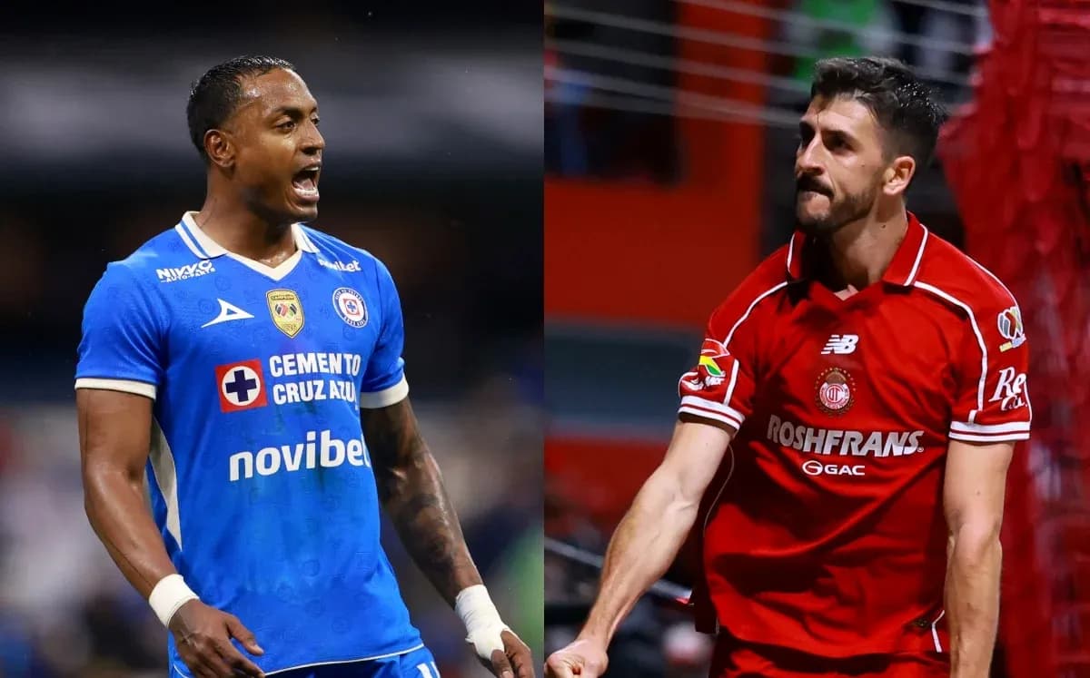 Jugadores de Cruz Azul y Toluca durante el partido