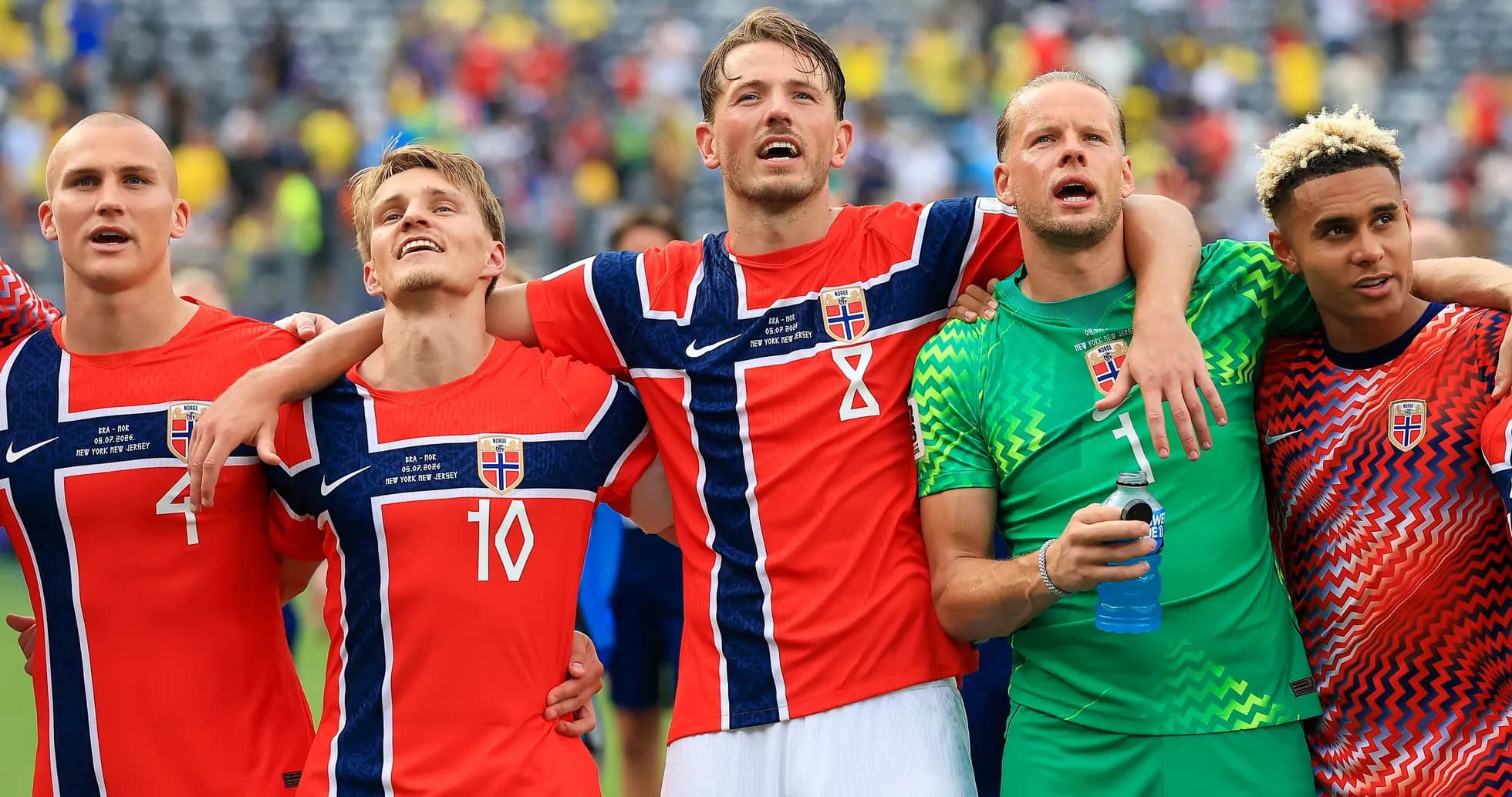 Jugadores de Noruega celebrando tras un partido