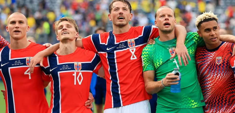Jugadores de Noruega celebrando tras un partido