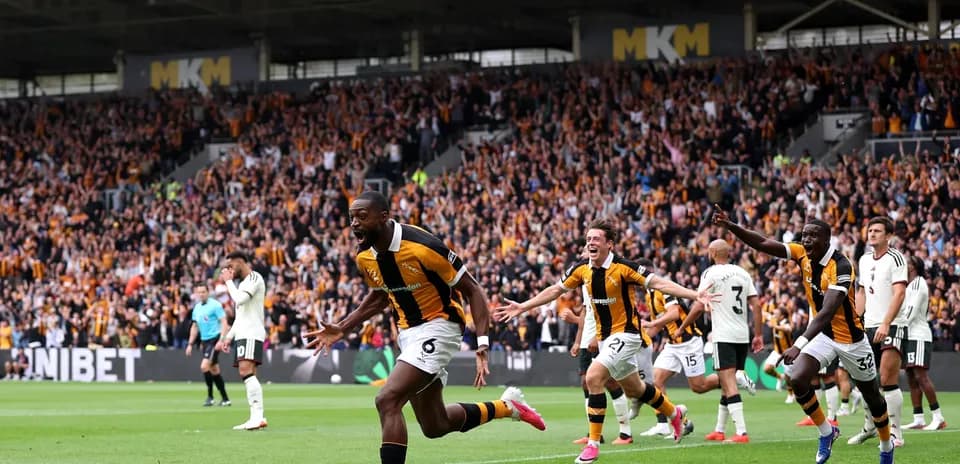 Jugadores de Hull City celebrando un gol