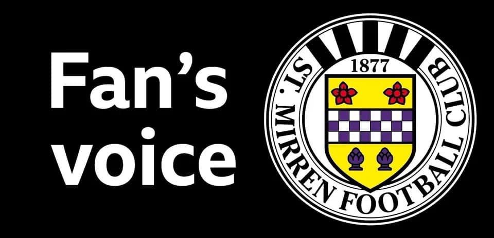 Texto de voz de aficionado junto al escudo de St. Mirren