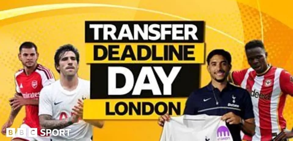 Jugadores y logo de Transfer Deadline Day en Londres