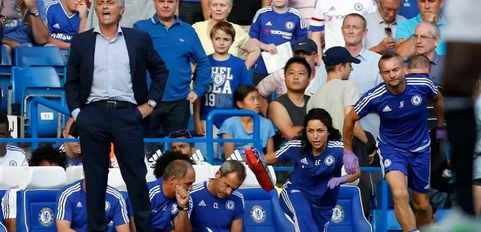 José Mourinho directing players from the sidelines