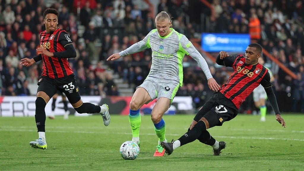 Erling Haaland en acción contra Bournemouth