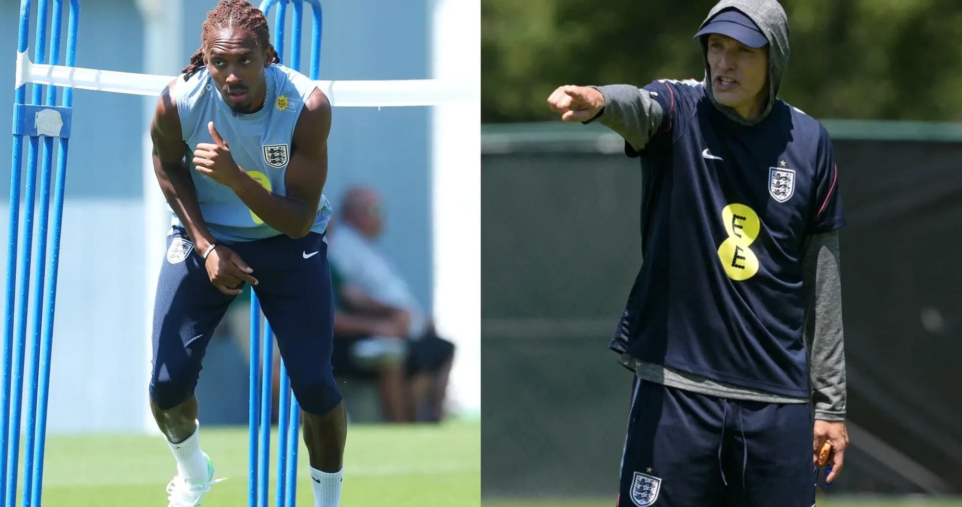 Jugador entrenando y entrenador dirigiendo sesión
