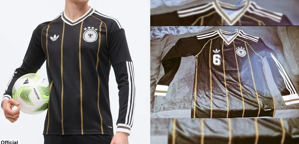 Jugador sosteniendo balón con camiseta de Alemania