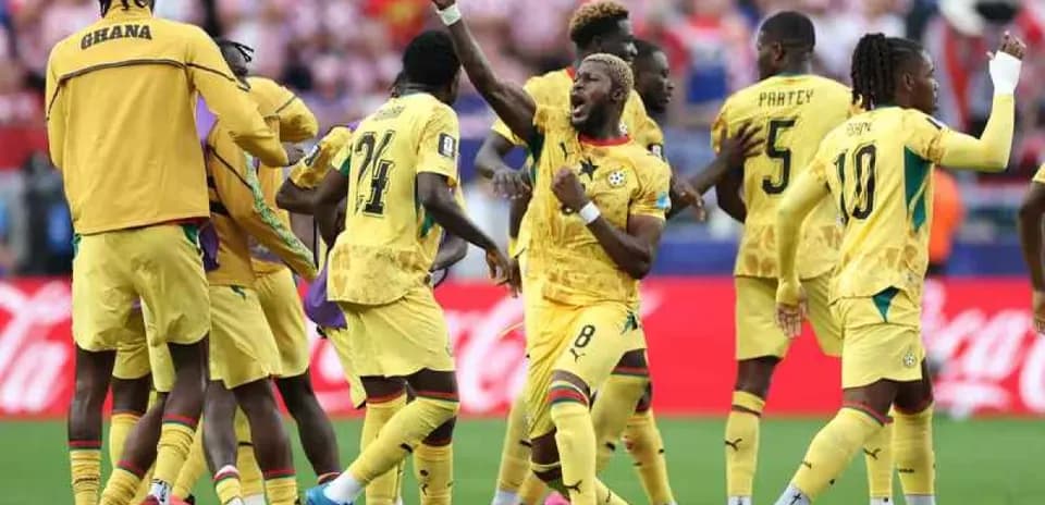 Jugadores de Ghana celebrando un gol