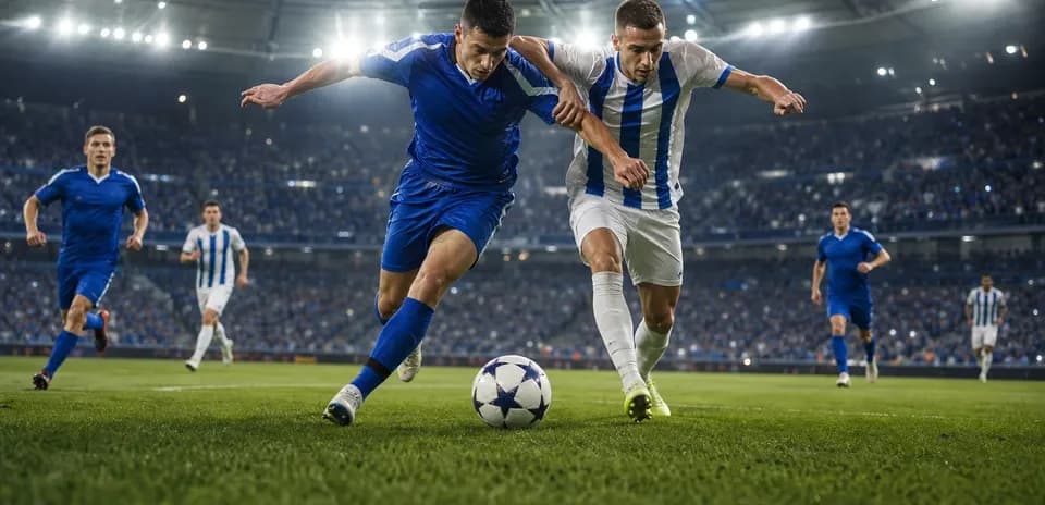 Dos jugadores luchando por el balón en el partido