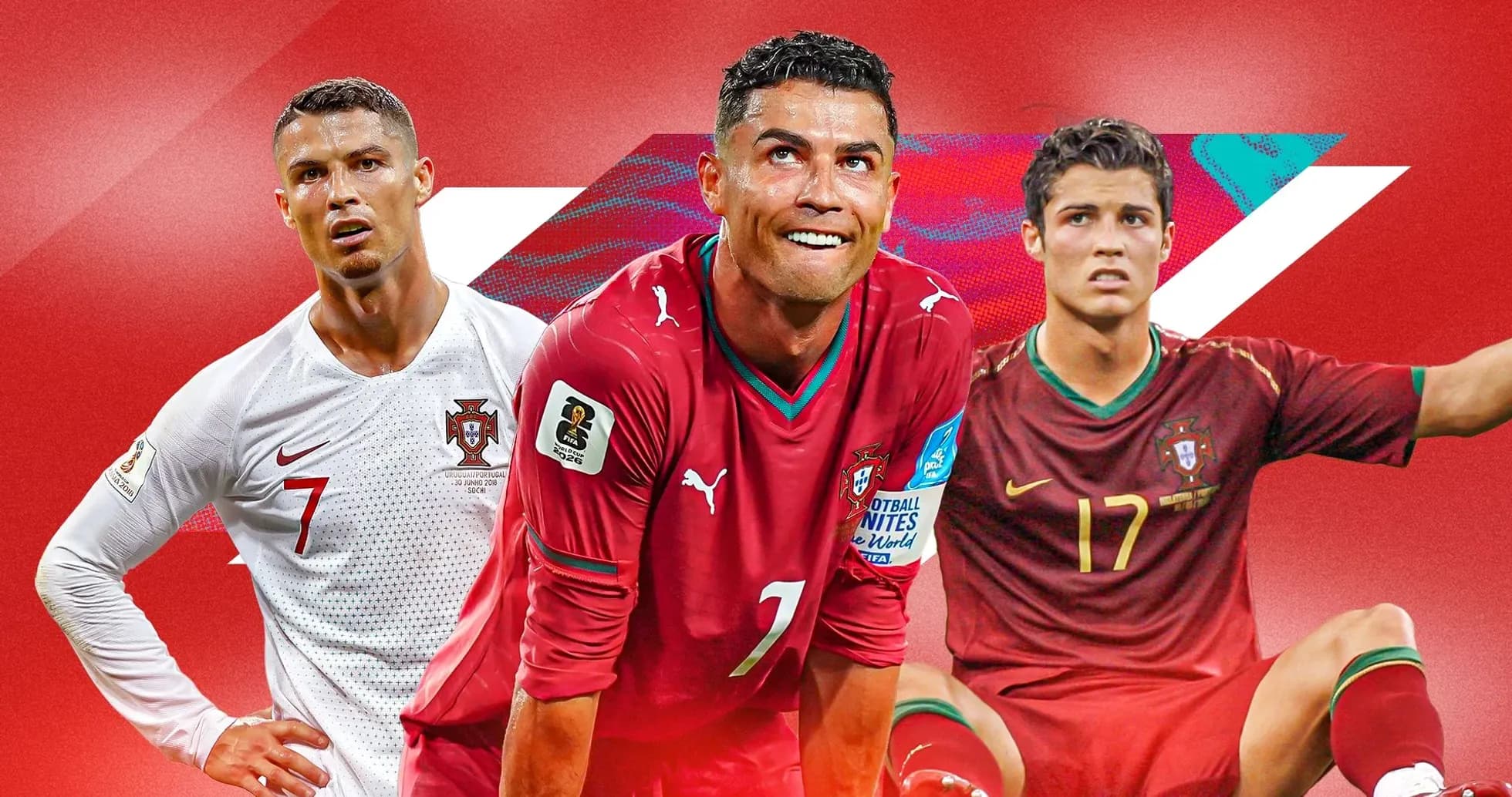 Tres jugadores de Portugal en diferentes uniformes