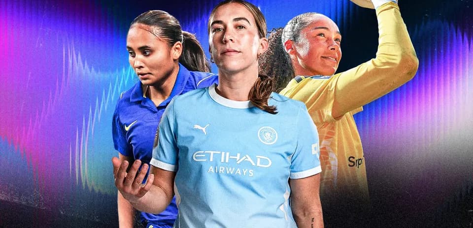 Jugadora en camiseta de Manchester City con fondo colorido