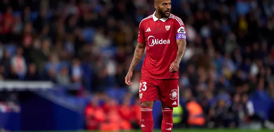 Jugador del Sevilla en el partido contra Espanyol