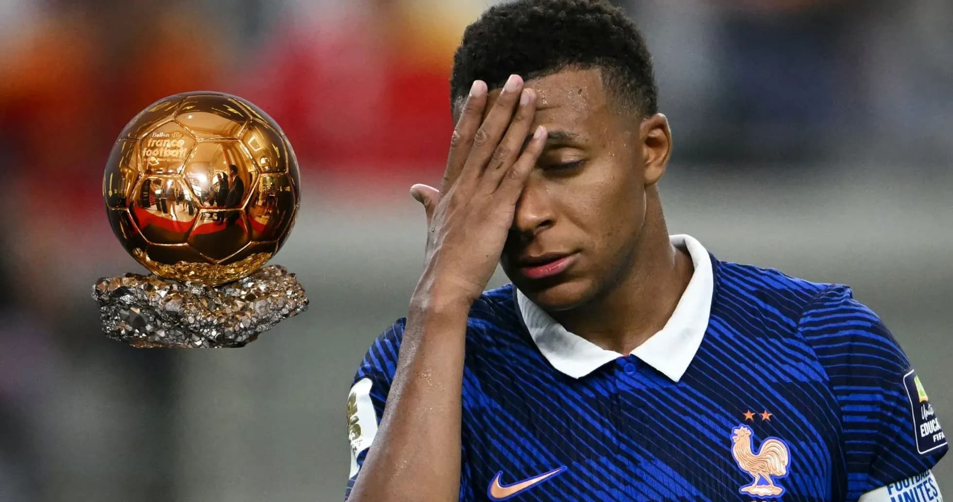 Jugador de Francia con el Balón de Oro en fondo