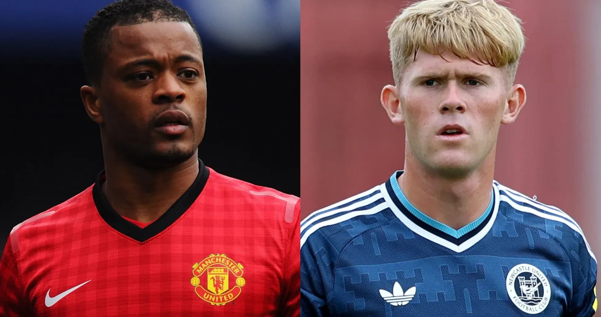 Jugadores de Manchester United y Newcastle United en uniforme