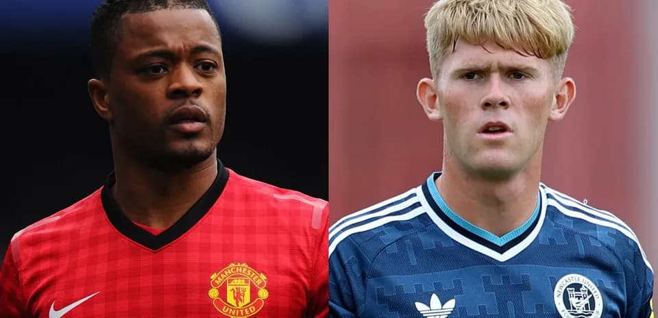 Jugadores de Manchester United y Newcastle United en uniforme