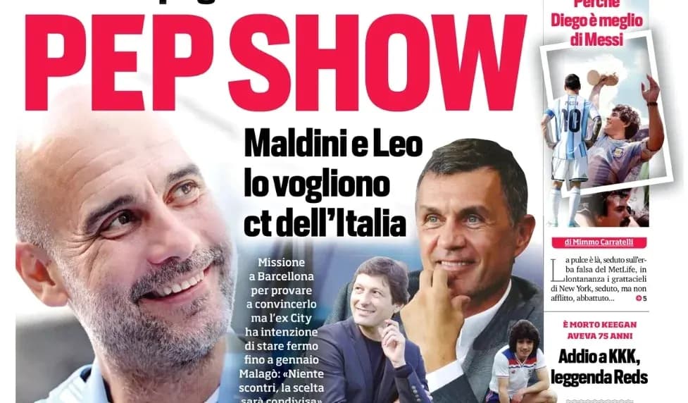 Pep Guardiola sonriente en portada de periódico deportivo