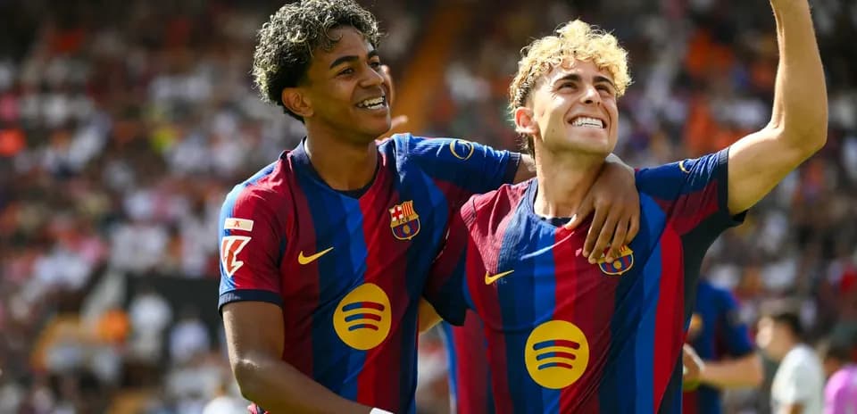 Jugadores de Barcelona celebrando un gol