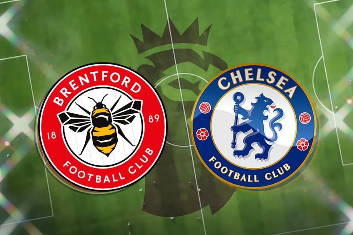 Logos de Brentford y Chelsea en el campo