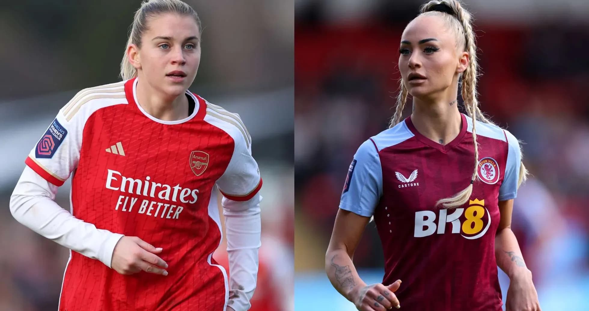 Jugadoras de Arsenal y Aston Villa en el campo