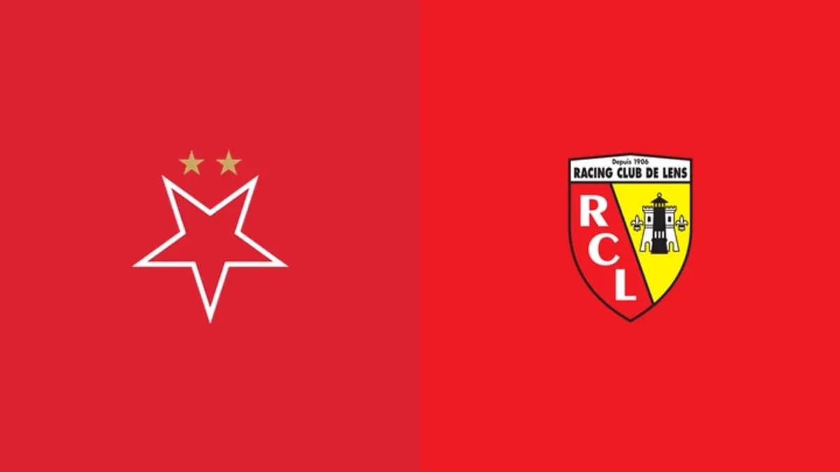 Logos de equipos de fútbol en fondo rojo