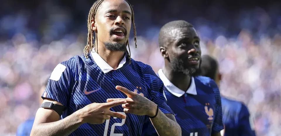 Jugadores de Francia celebrando durante un partido