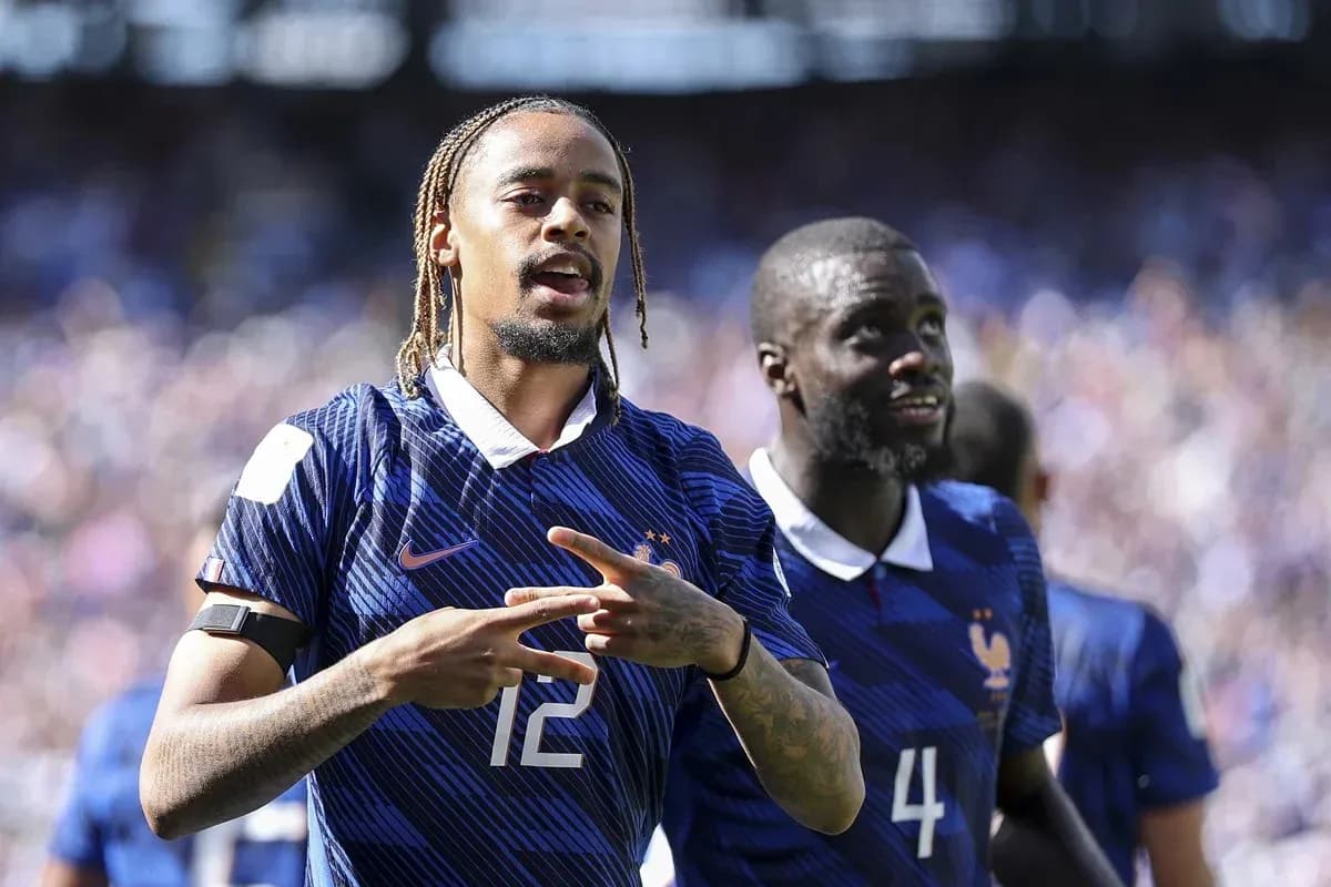 Jugadores de Francia celebrando durante un partido