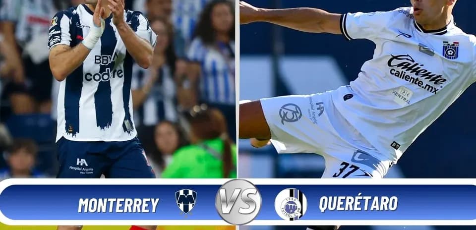 Jugadores de Monterrey y Querétaro en acción