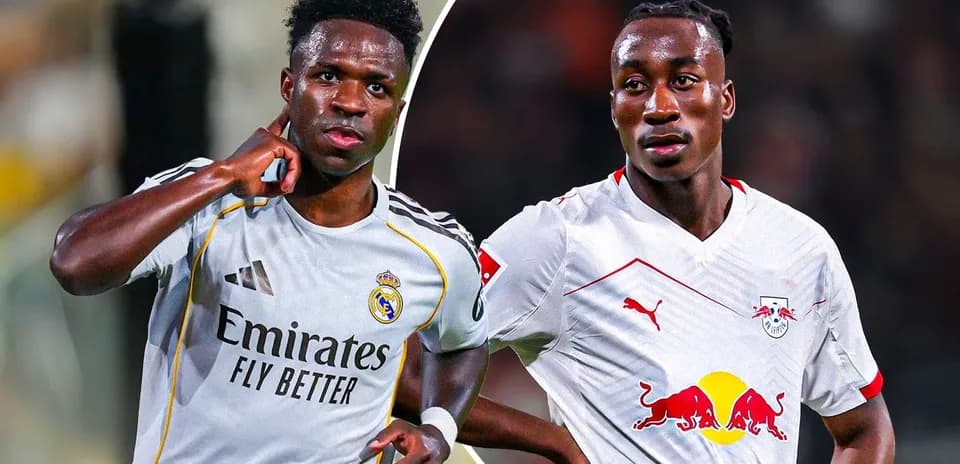 Vinícius Júnior y jugador de RB Leipzig en acción