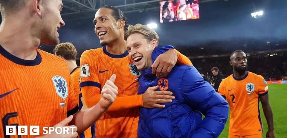 Jugadores de los Países Bajos celebrando tras el partido