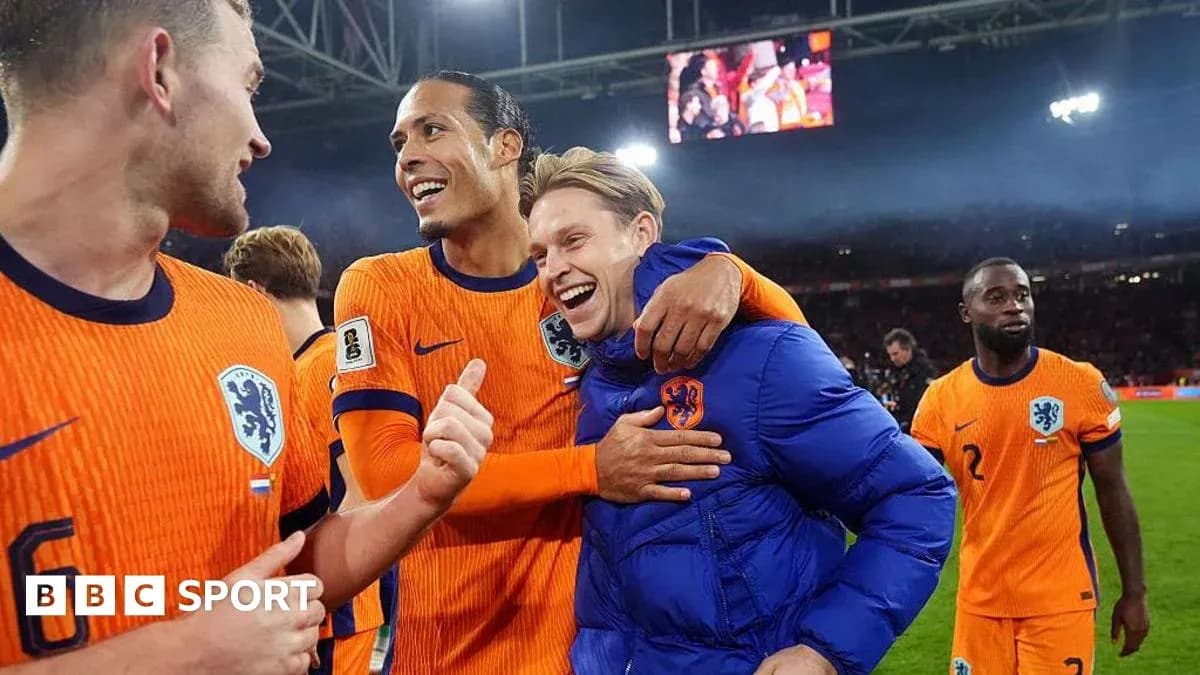 Jugadores de los Países Bajos celebrando tras el partido