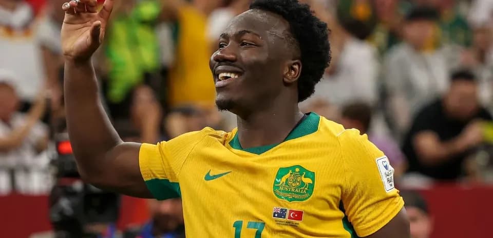 Jugador australiano celebrando un gol en partido
