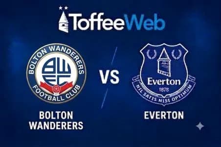 Logos de Bolton Wanderers y Everton en partido