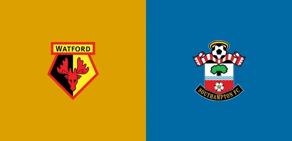 Logos de Watford y Southampton FC en fondo colorido