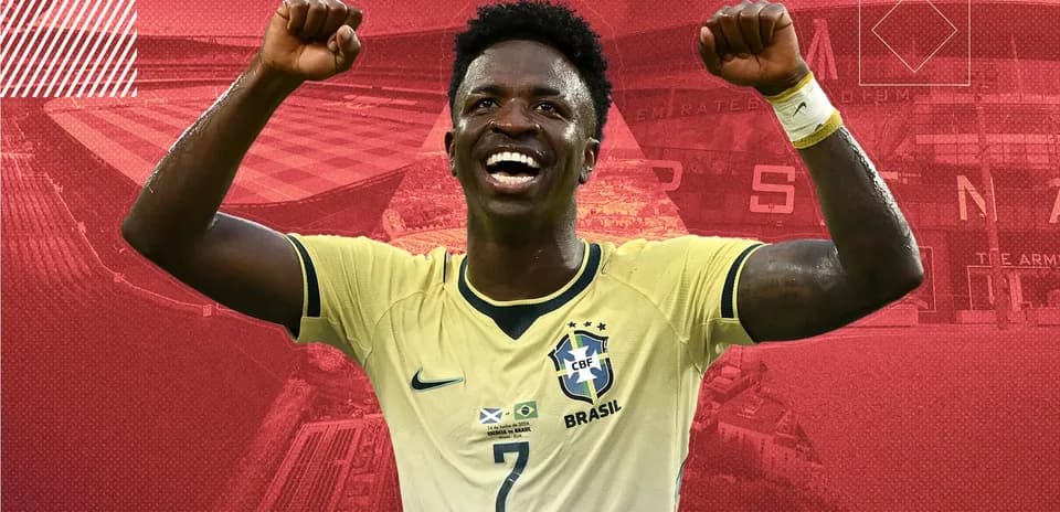 Jugador de Brasil celebrando en el estadio Emirates